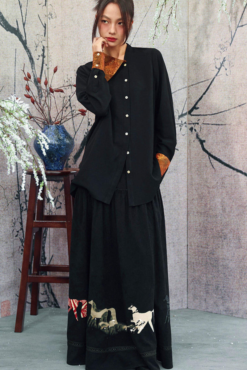 Gold Dragon Diagonal Collar Shirt