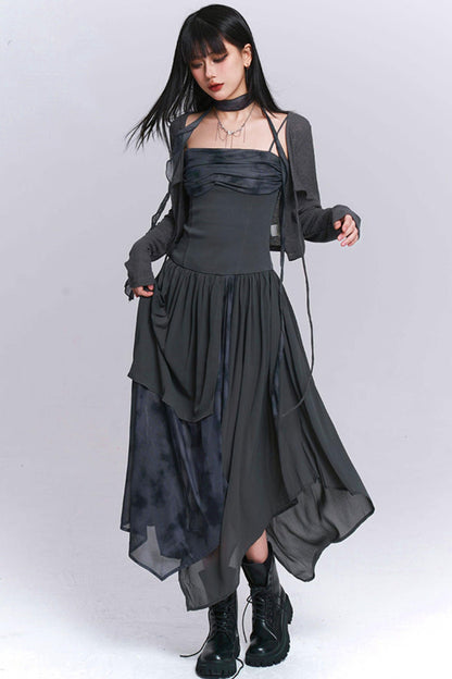 Dark Camisole Irregular Dress