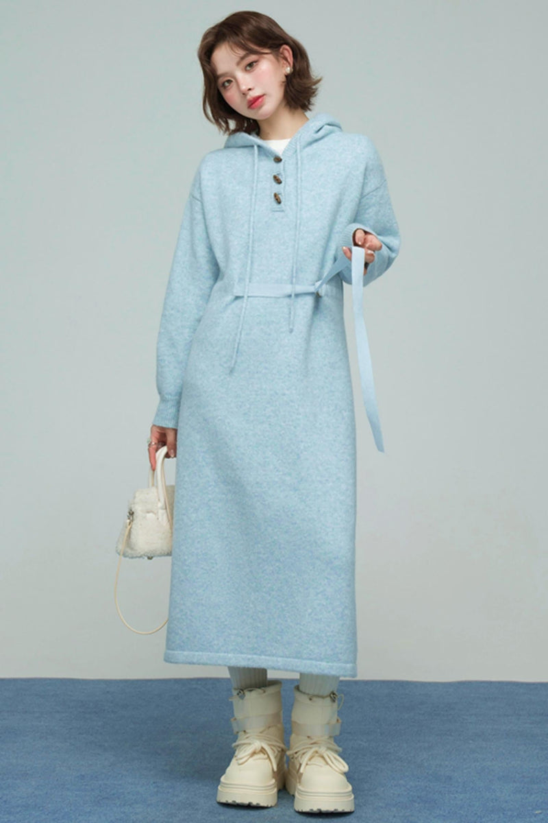 Ice Sweet Knit Hooded Dress