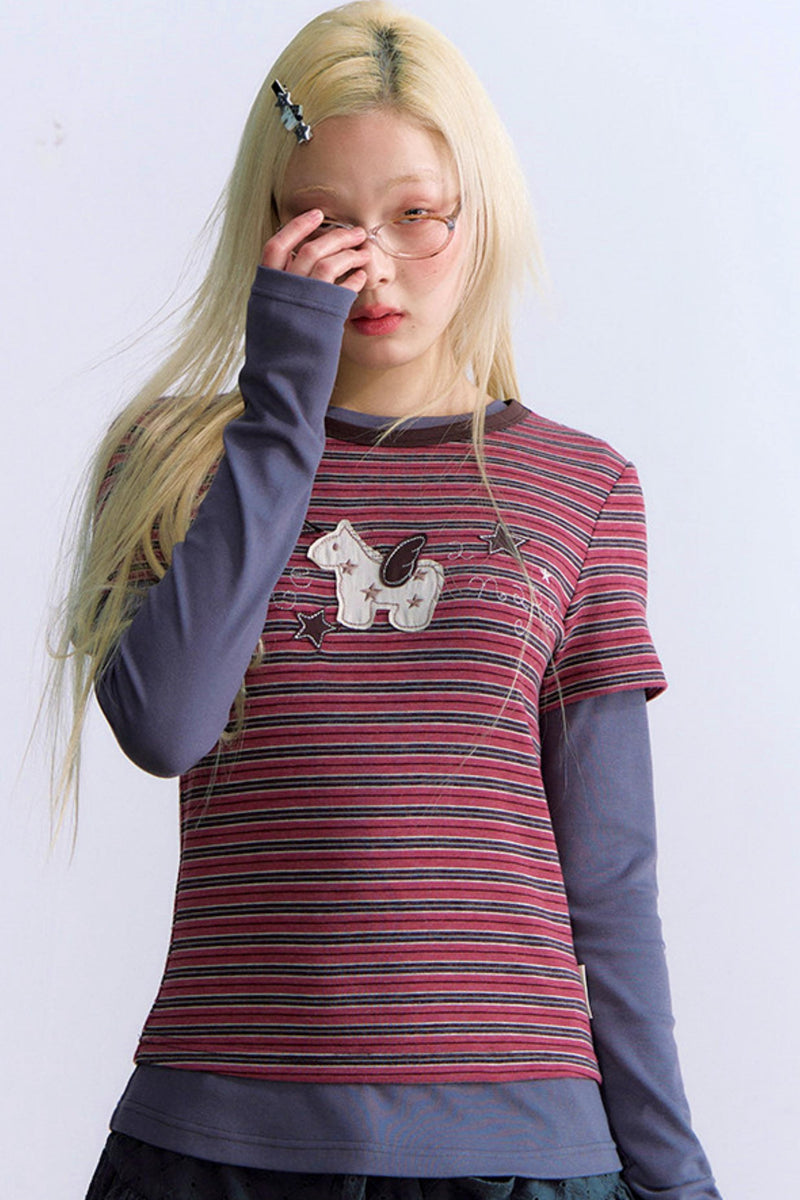 Y2k Button Layered Top