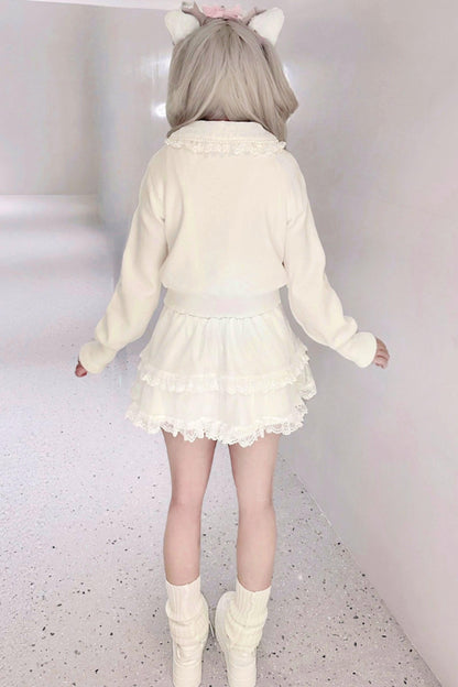 Jewel Ribbon Sweet Girly Knit Cardigan