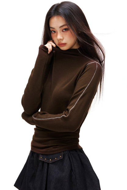 A-line Arm Turtleneck Tops