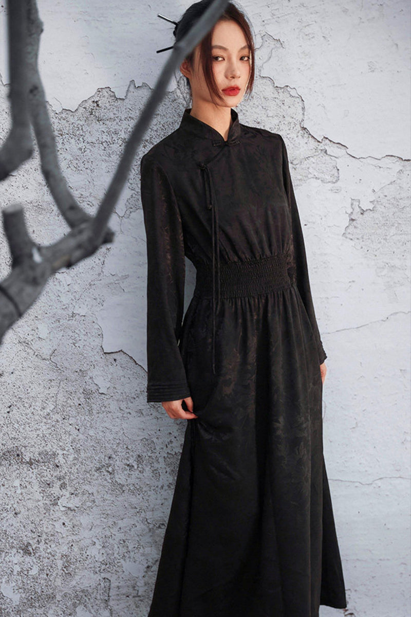 Jacquard Waist Cinched Dress
