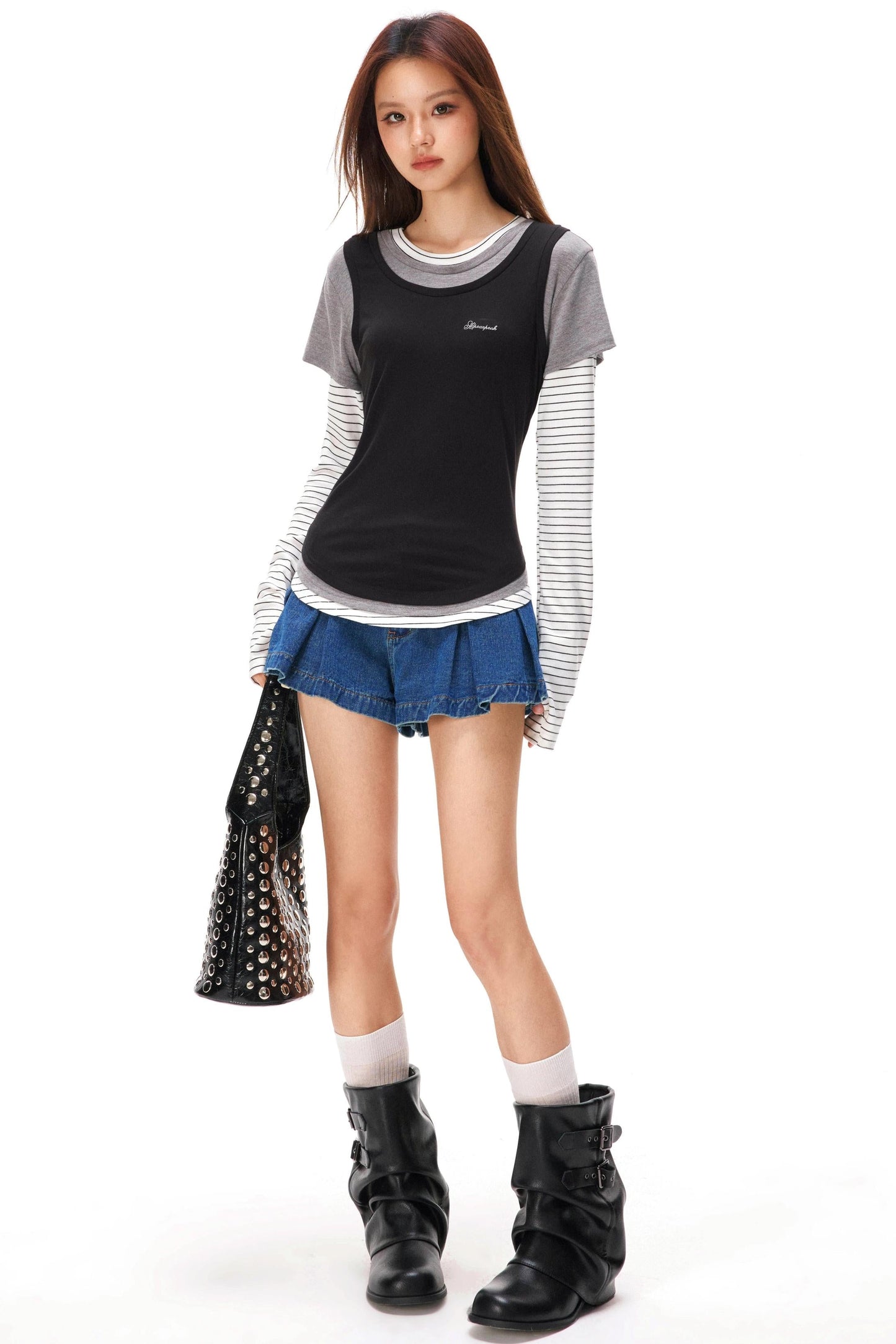 Striped Patchwork Layered Top