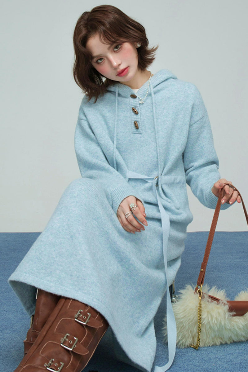 Ice Sweet Knit Hooded Dress