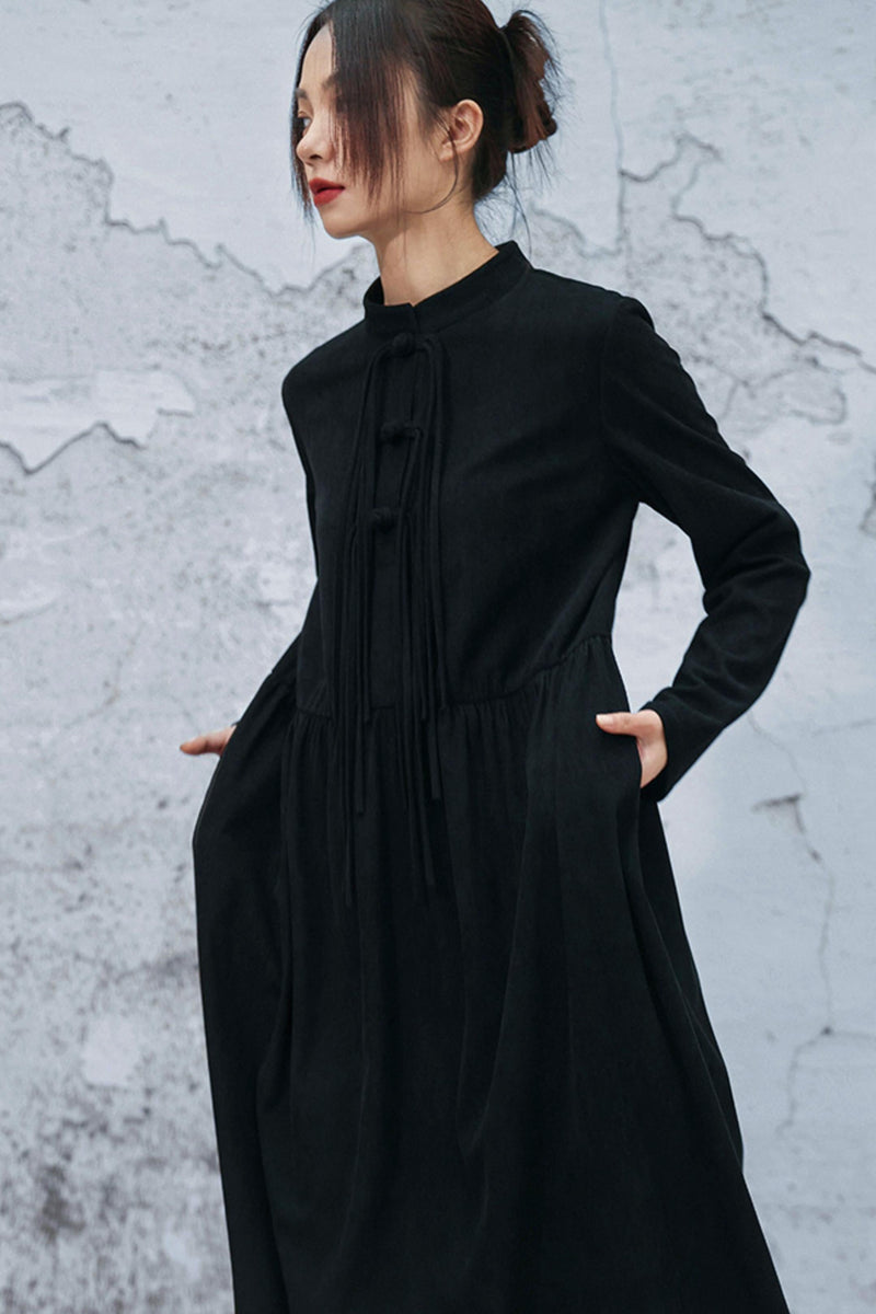 Retro Corduroy Chonchamp Dress
