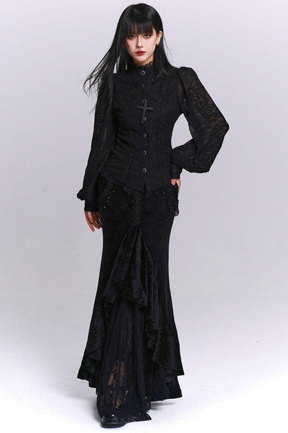 Dark Jacquard Gothic Blouse