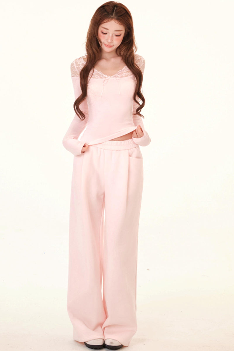 Sweet Lace Top + Sweatpants