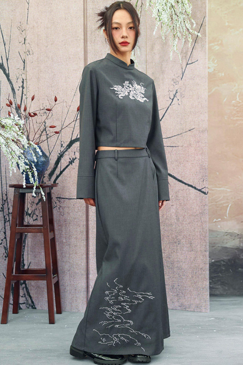 Dragon Embroidery Blazer Top