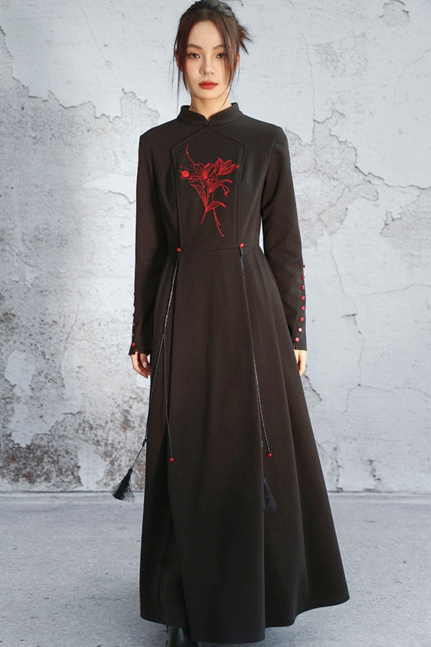 Stand Collar Flare Mode Dress