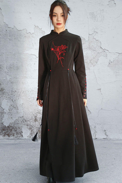 Stand Collar Flare Mode Dress