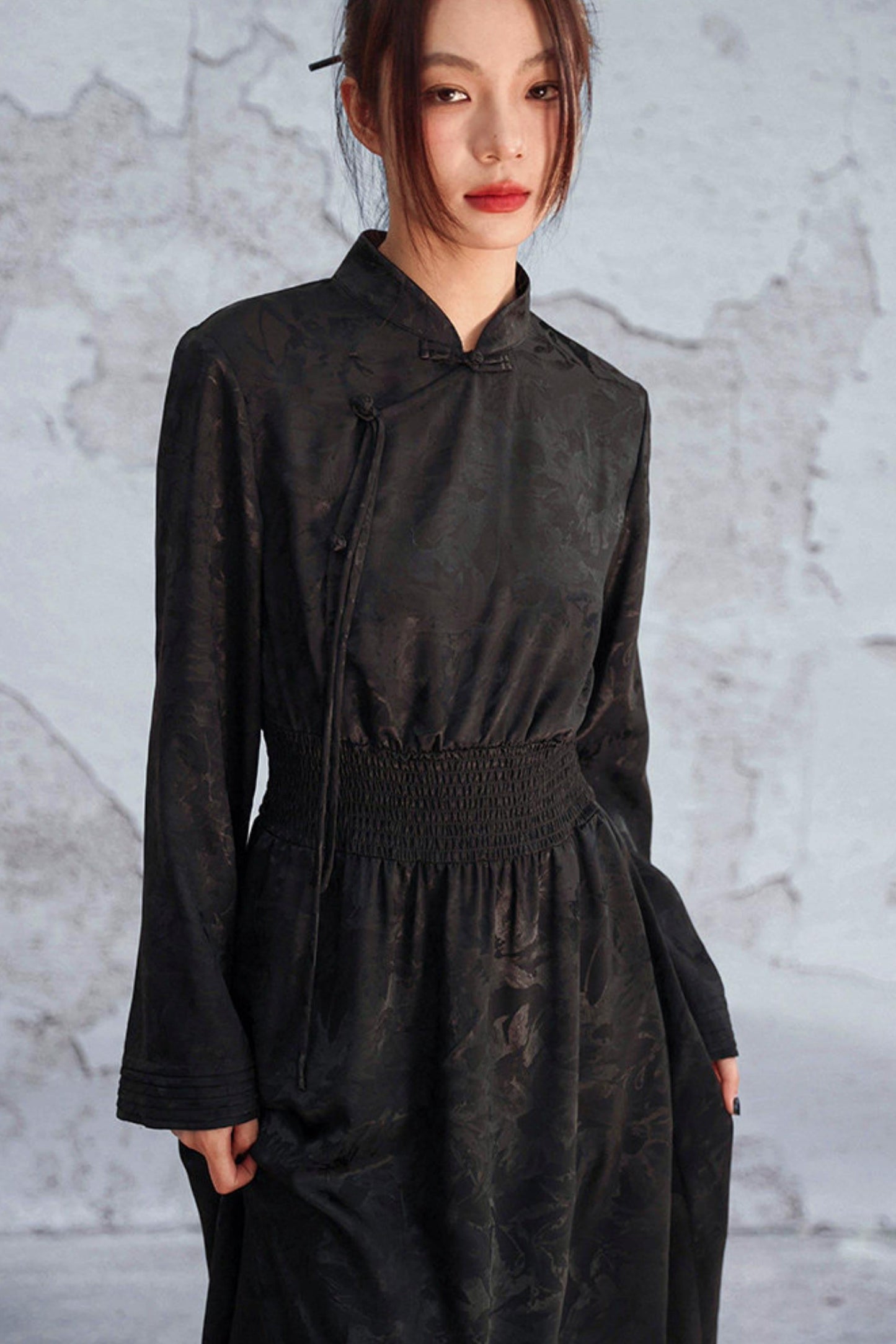 Jacquard Waist Cinched Dress