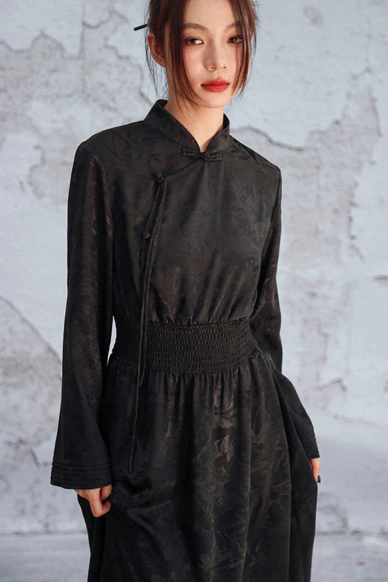 Jacquard Waist Cinched Dress