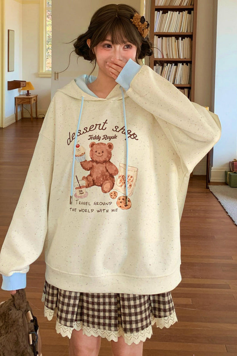 Bear Print Hooded Sweatshirt