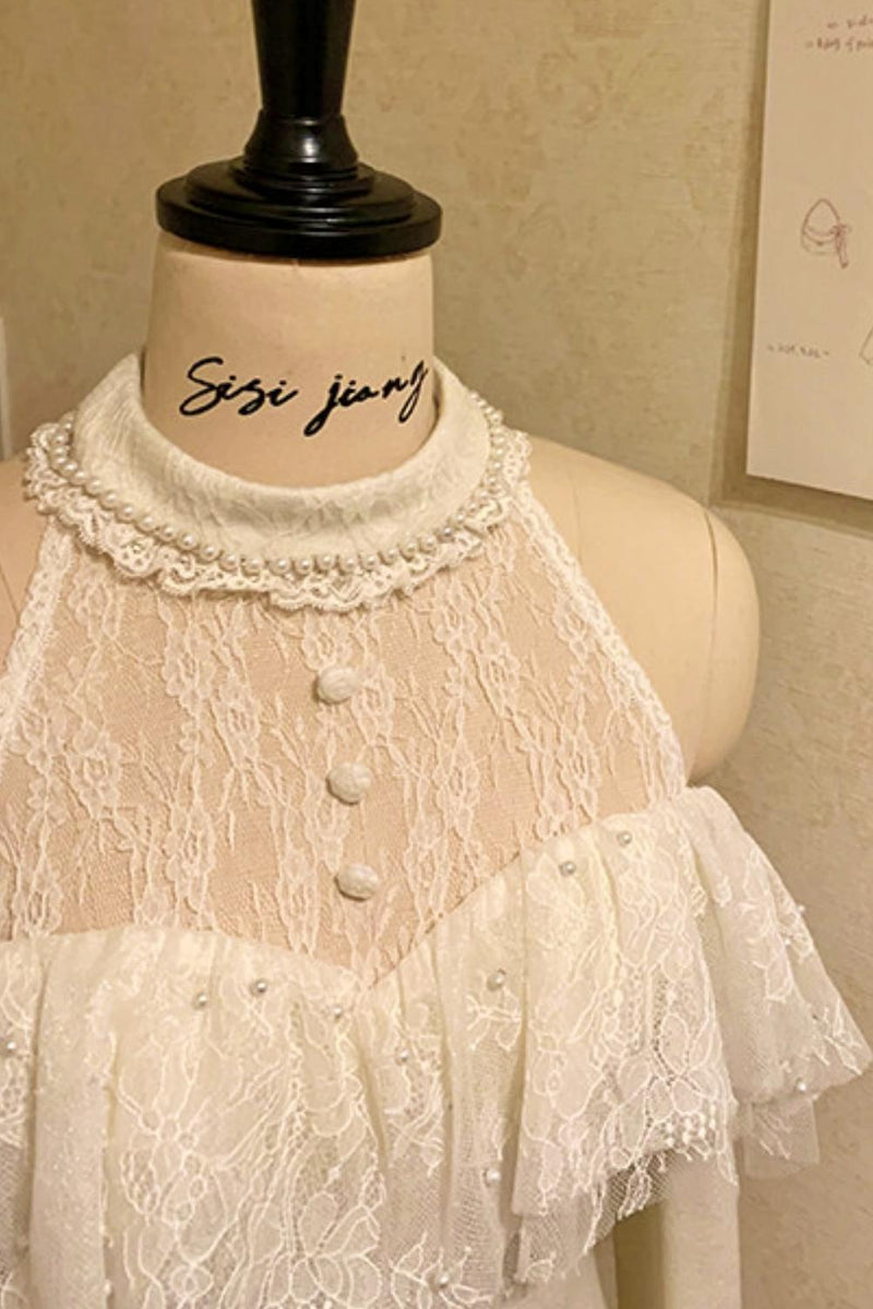 French Lace Waist Slimming Dress + Soft White Longline Cloak