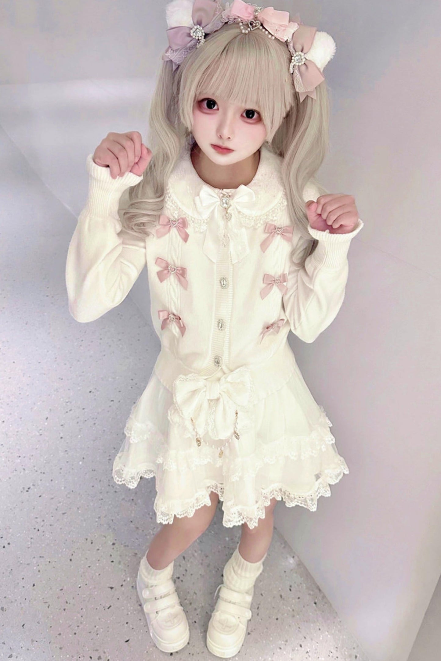 Jewel Ribbon Sweet Girly Knit Cardigan