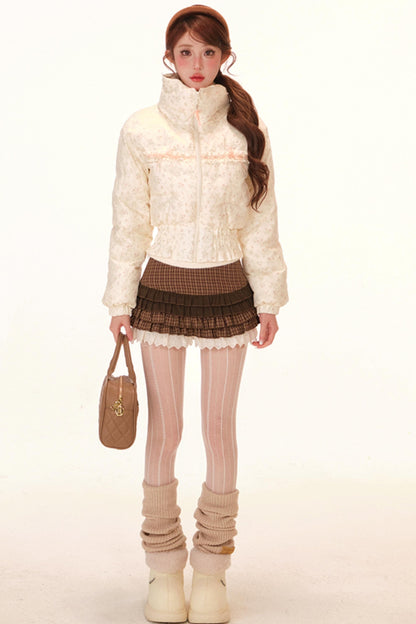 Sweet Lace Down Jacket + Skirt