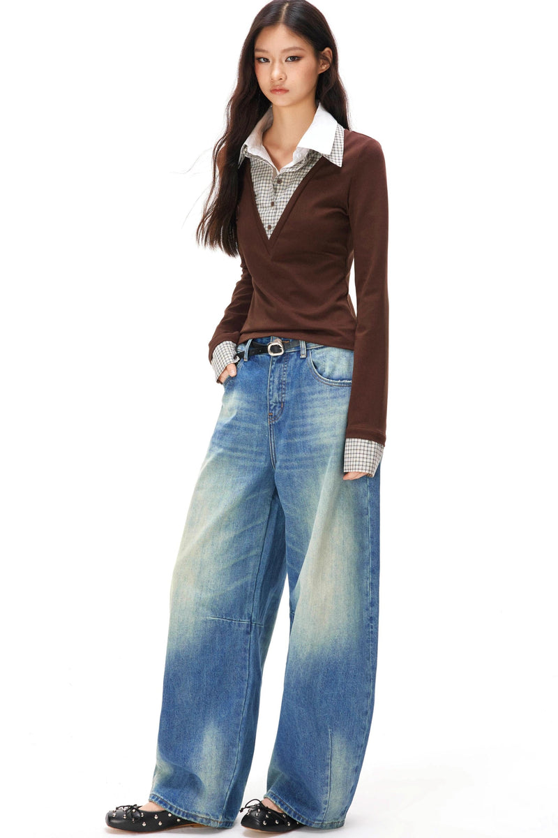 Retro Knit Patchwork Top