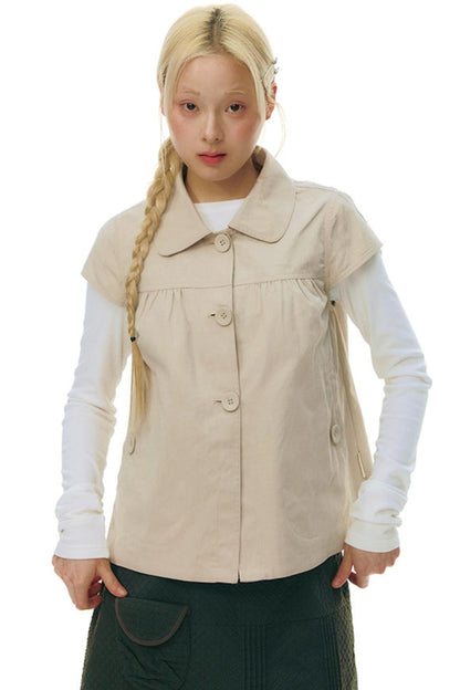 Doll Collar Flutter Sleeve Top