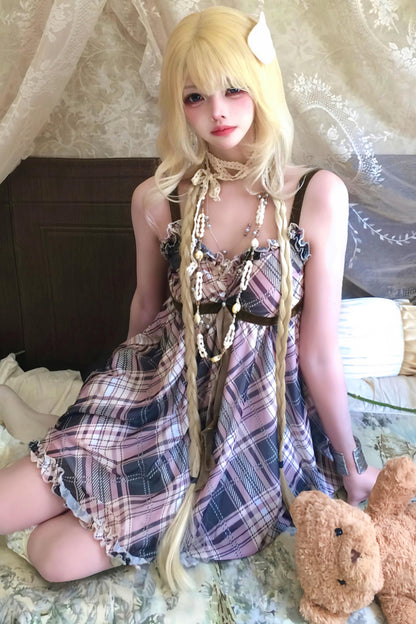 Retro Plaid Camisole Dress