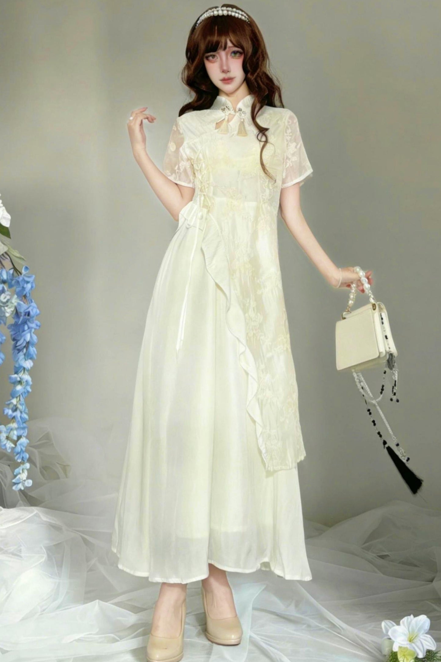 White Chinese-style Dress