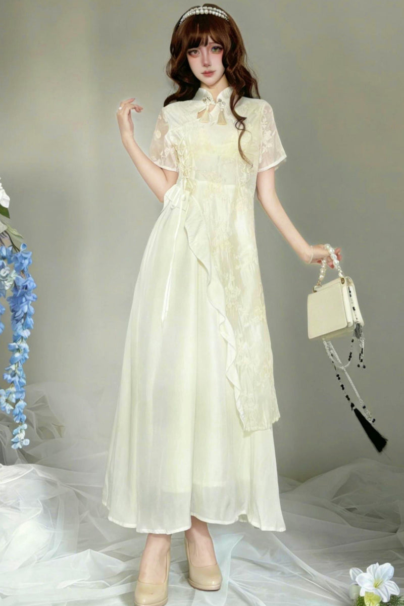 White Chinese-style Dress