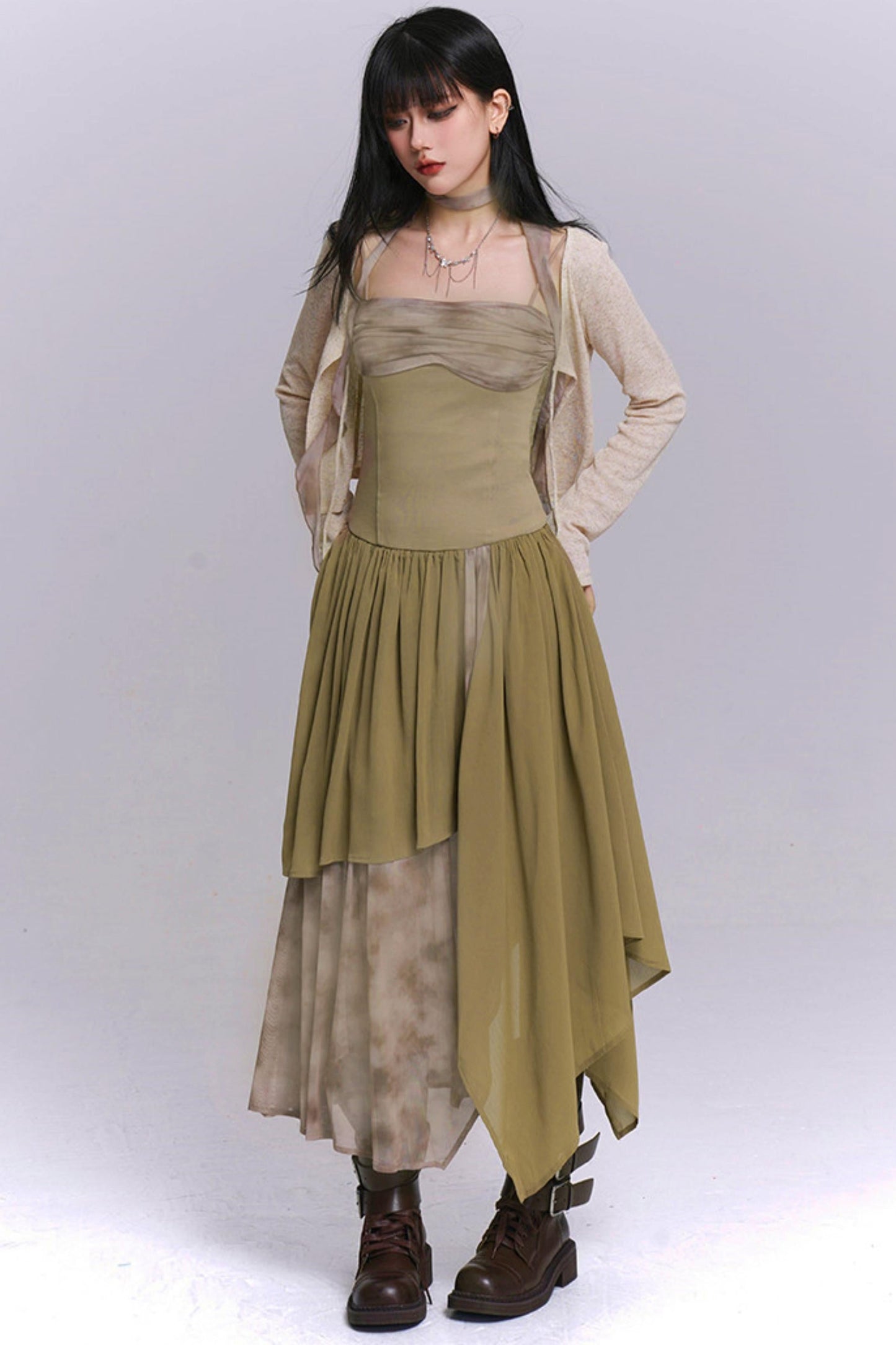 Dark Camisole Irregular Dress