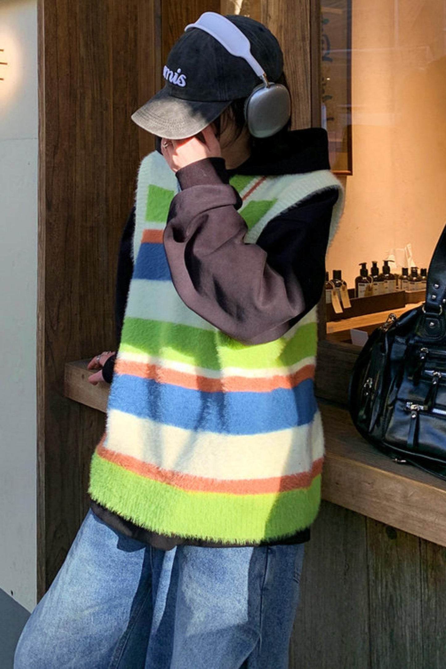Color Block Striped Knit Vest