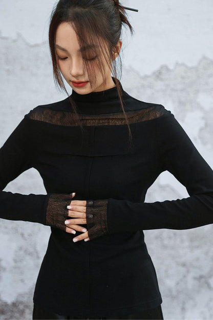 Point Sheer Design High Neck Top