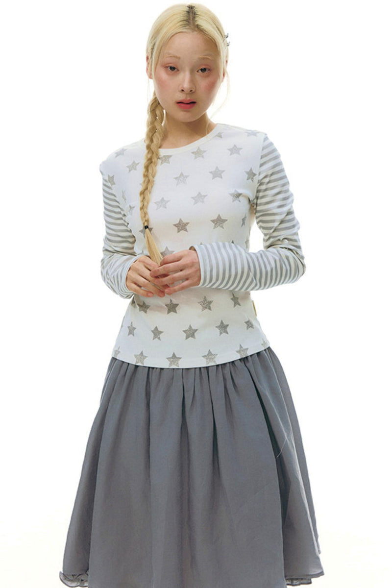 Star Striped Patchwork Top