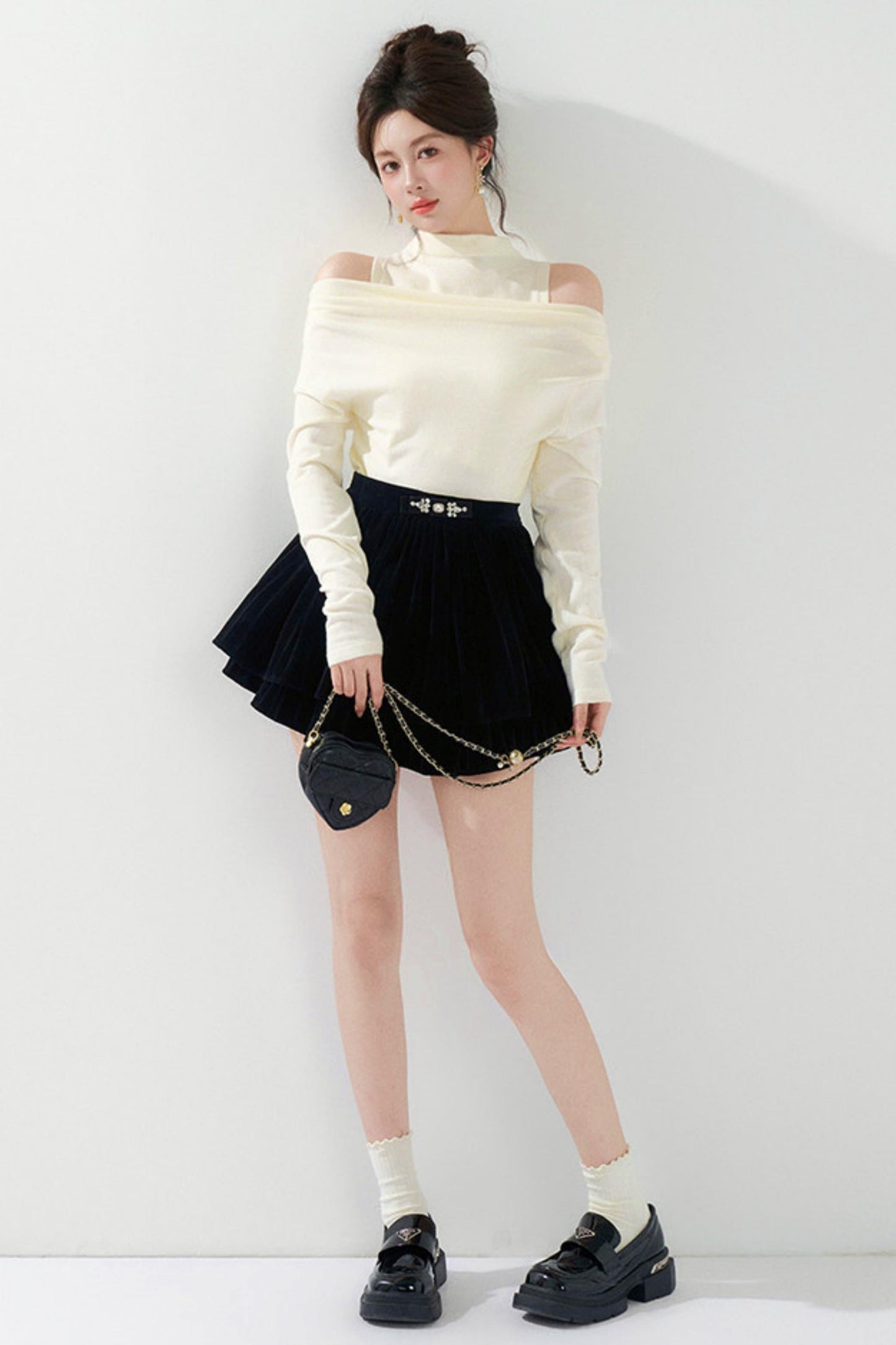French Knit Off-shoulder Top