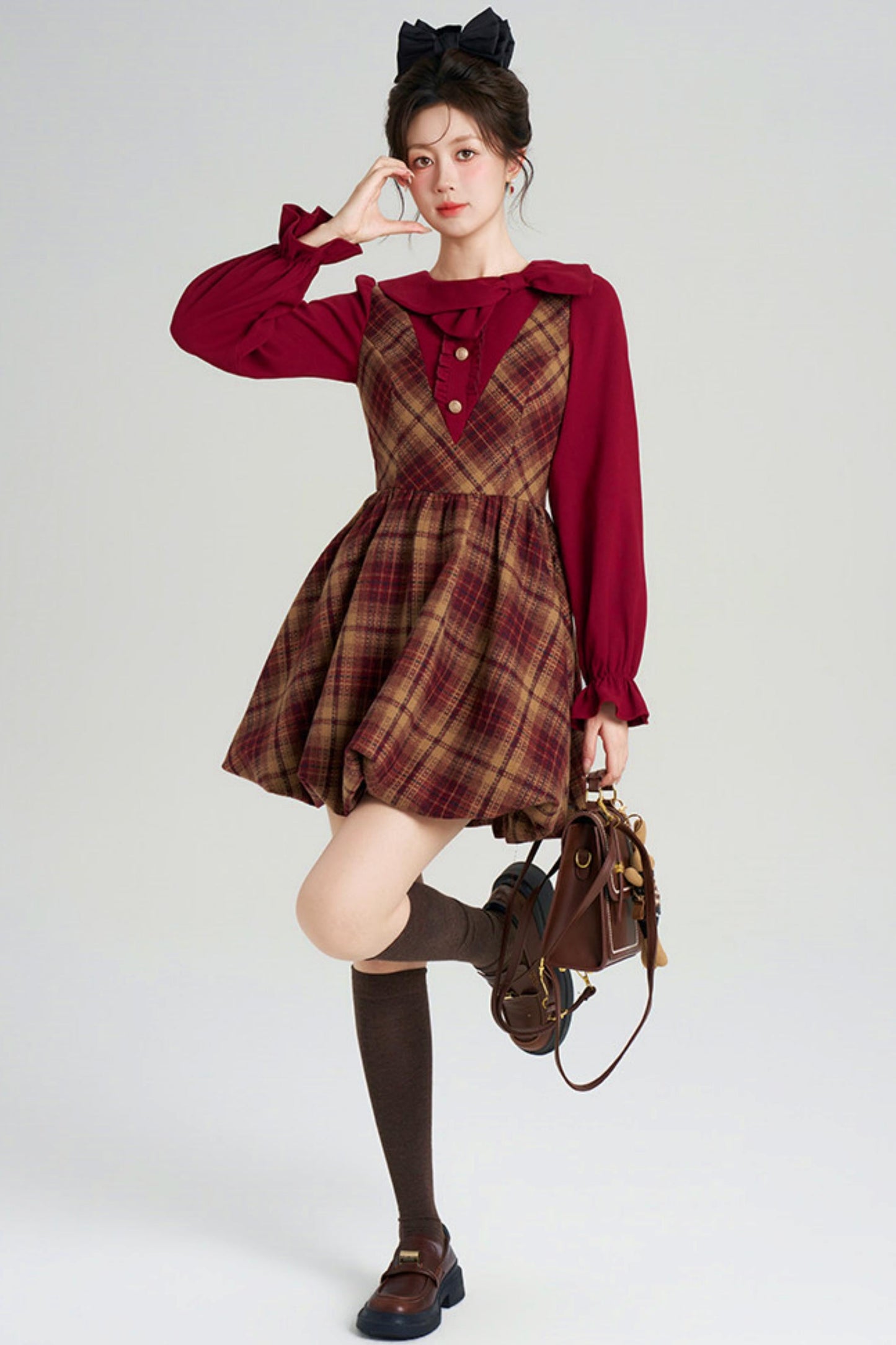 Retro Plaid Sweet Dress