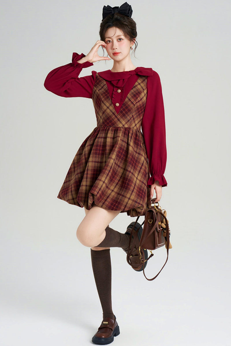 Retro Plaid Sweet Dress