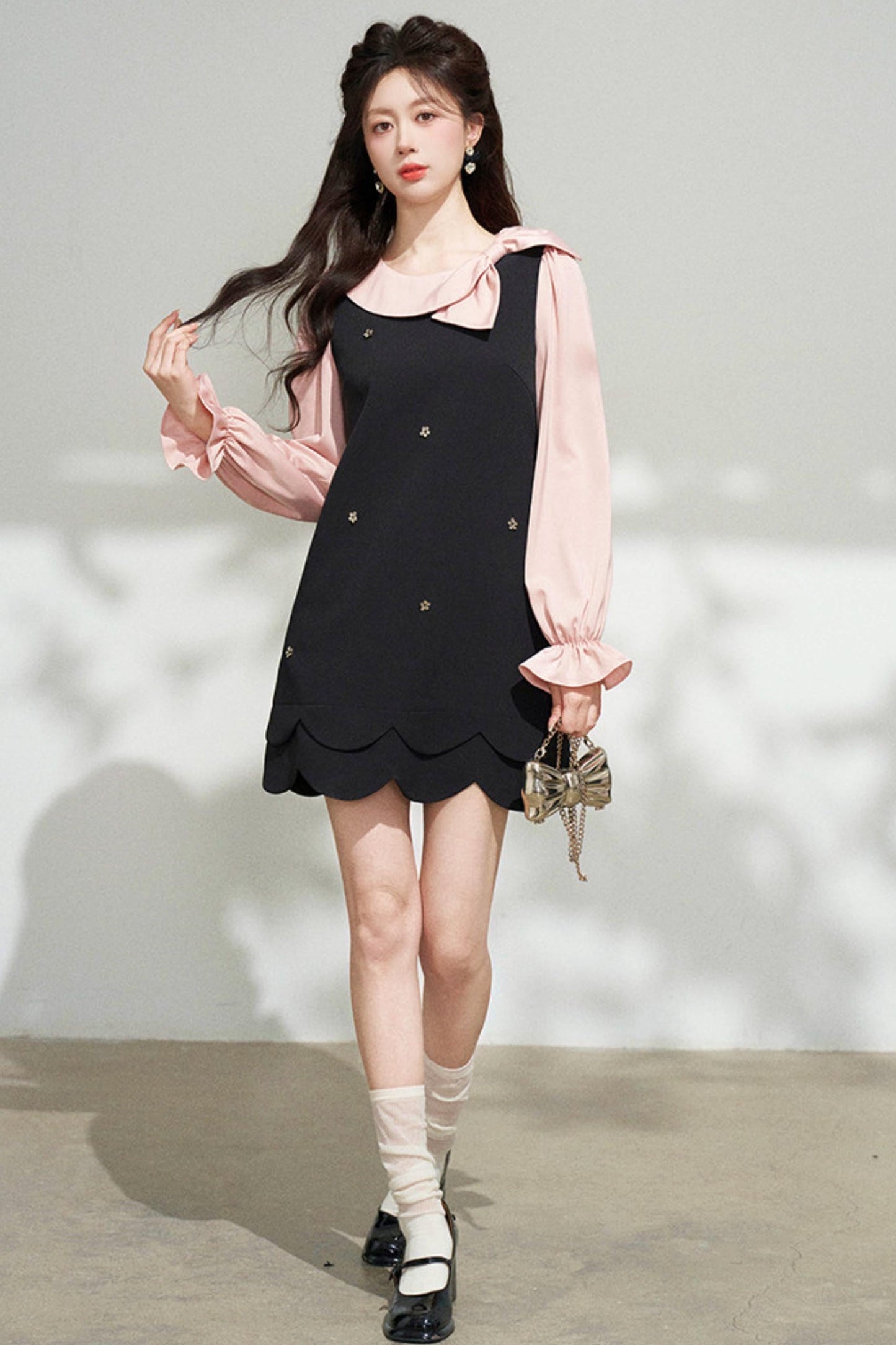 Black and Pink Patchwork Dress