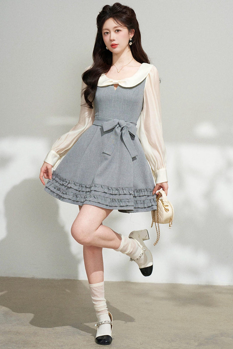 Faux Two Piece Grey Dress