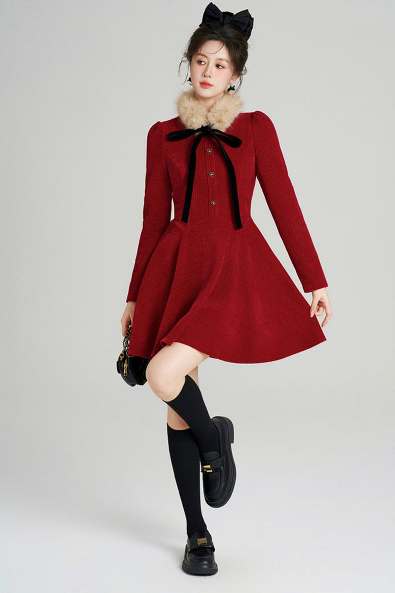 Sweet Fur A-line Dress