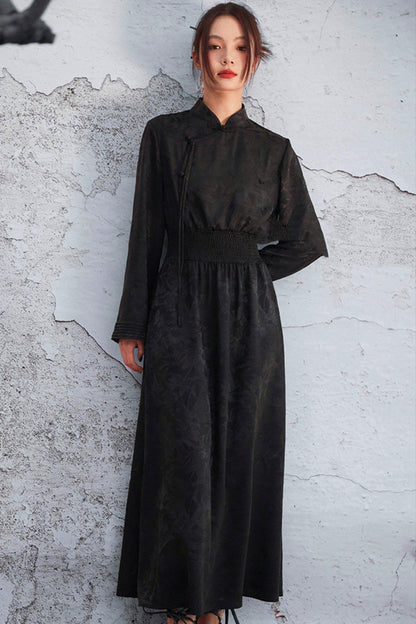 Jacquard Waist Cinched Dress