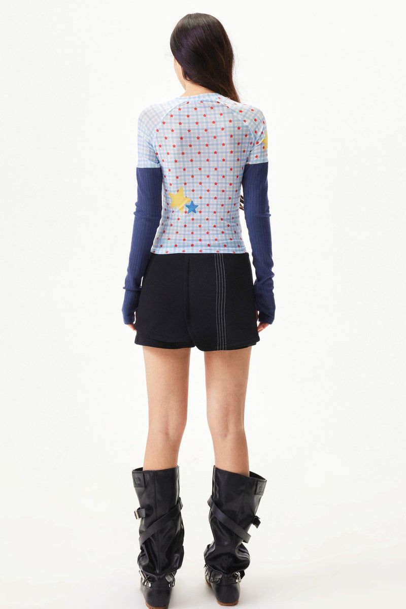 Graffiti Mesh Patchwork Top
