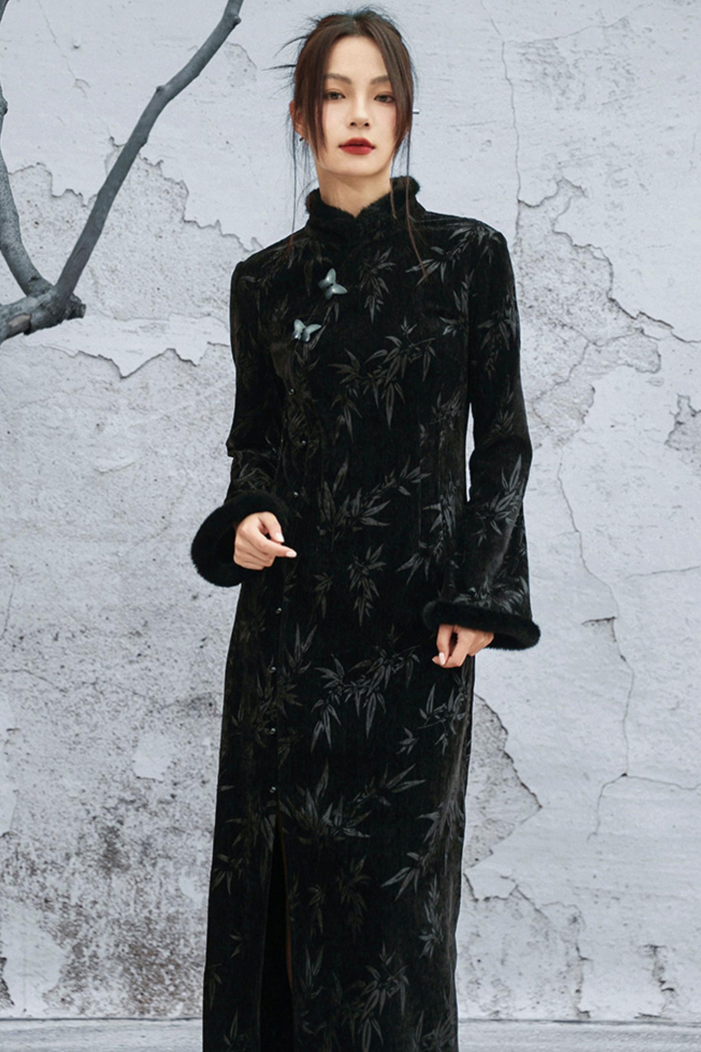 Bamboo Leaf Cheongsam Dress