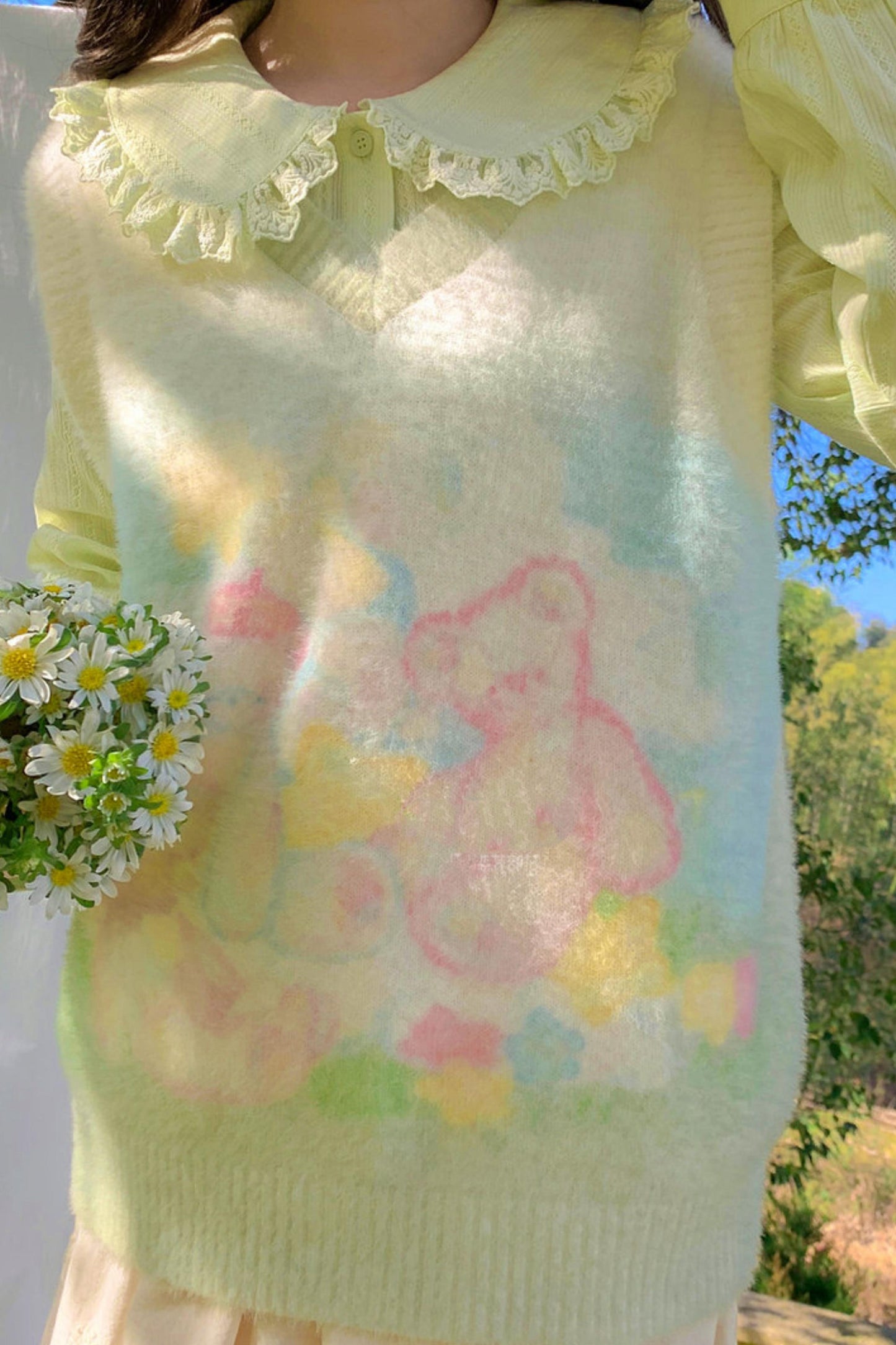 Gradient Bear Knit Vest + Shirt