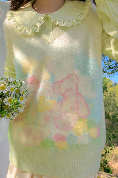 Gradient Bear Knit Vest + Shirt