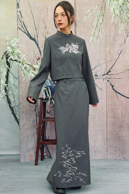 Dragon Embroidery Blazer Top
