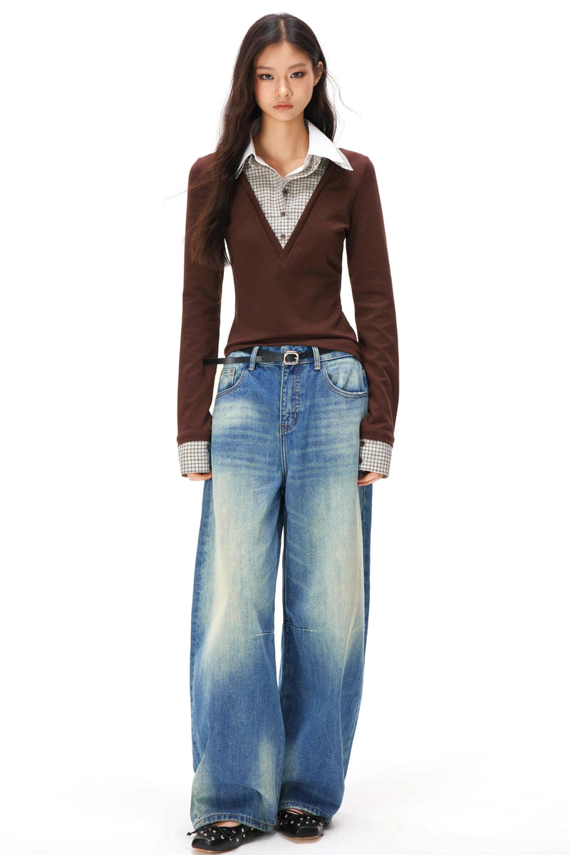 Retro Knit Patchwork Top