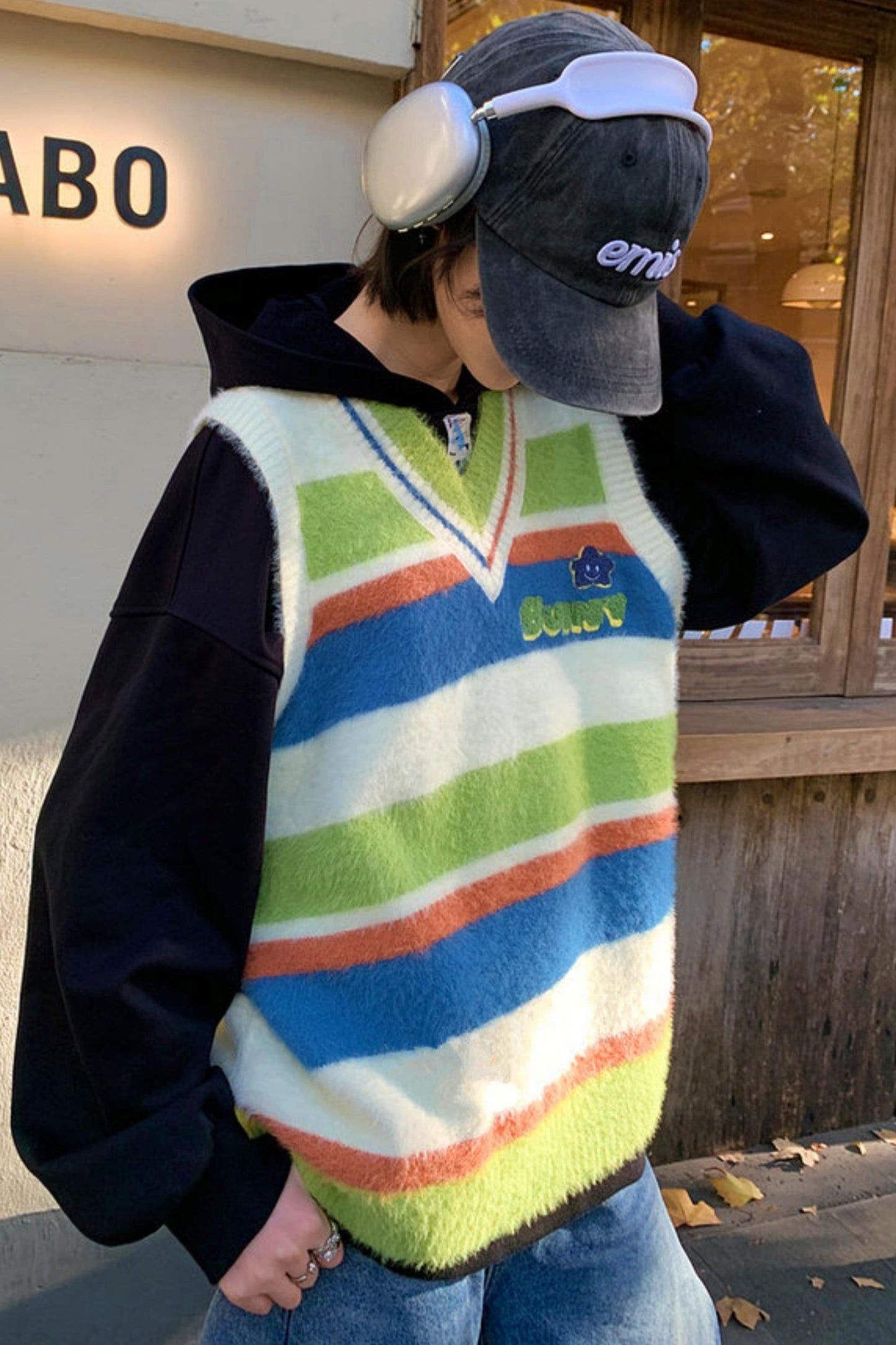 Color Block Striped Knit Vest