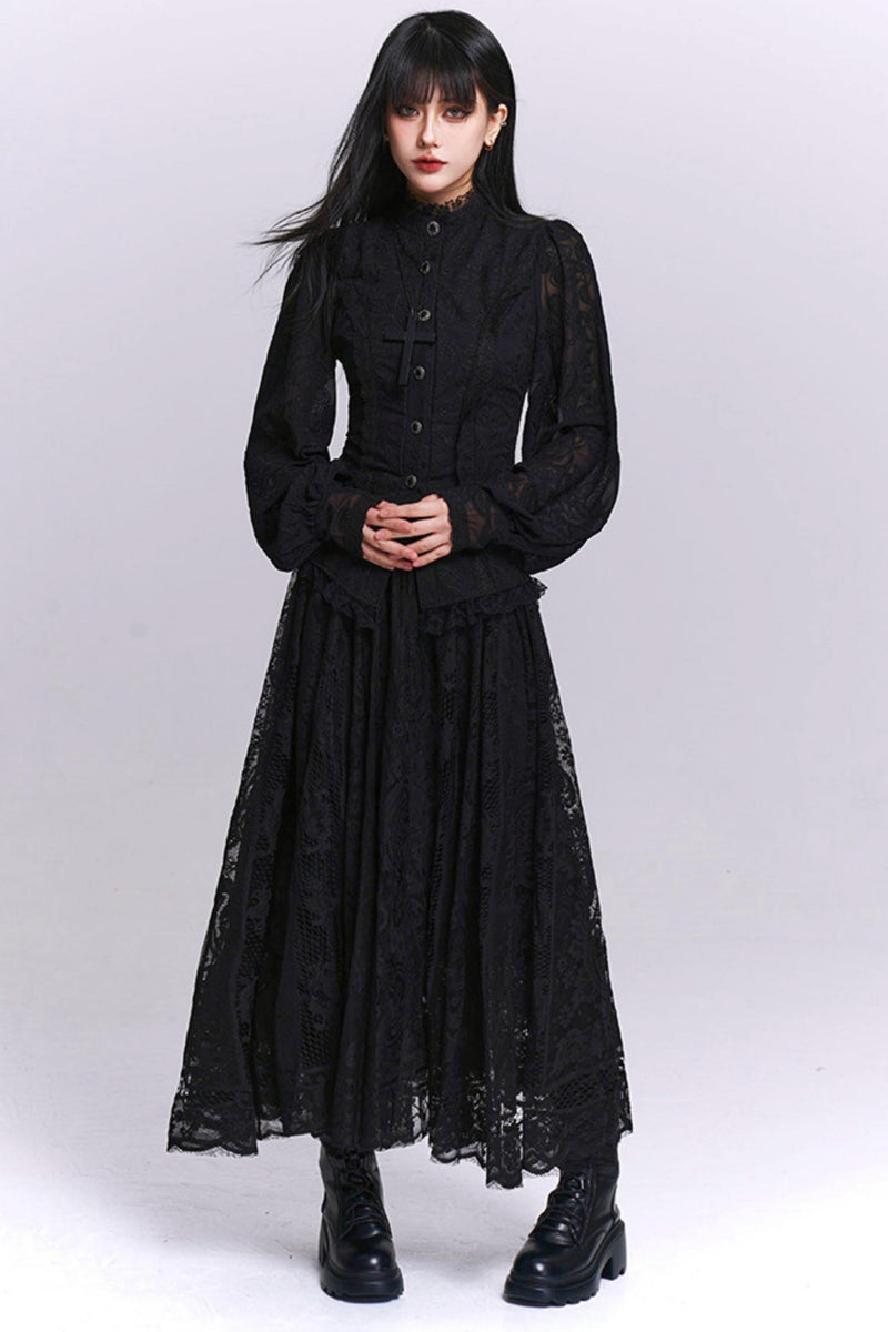 Dark Jacquard Gothic Blouse