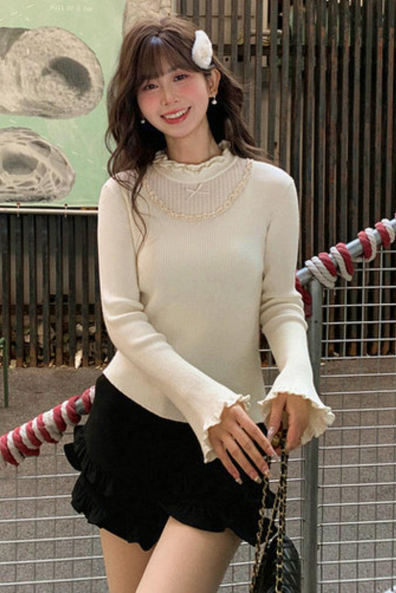 Lace Trim Ribbon Top