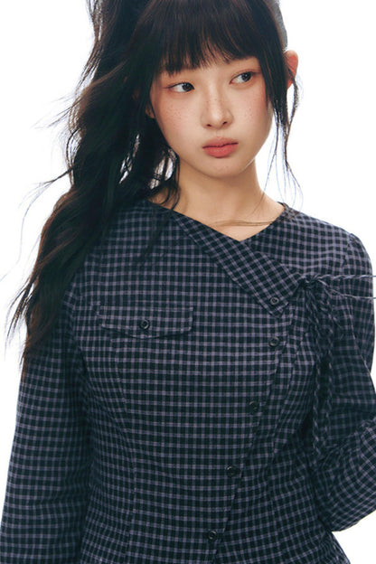 Y2k Small Checkered Shirt + Skirt