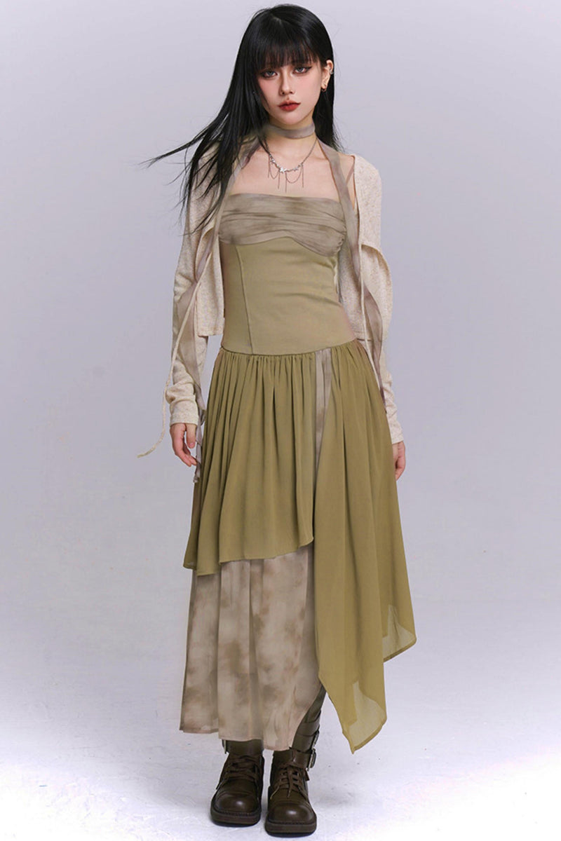 Dark Camisole Irregular Dress