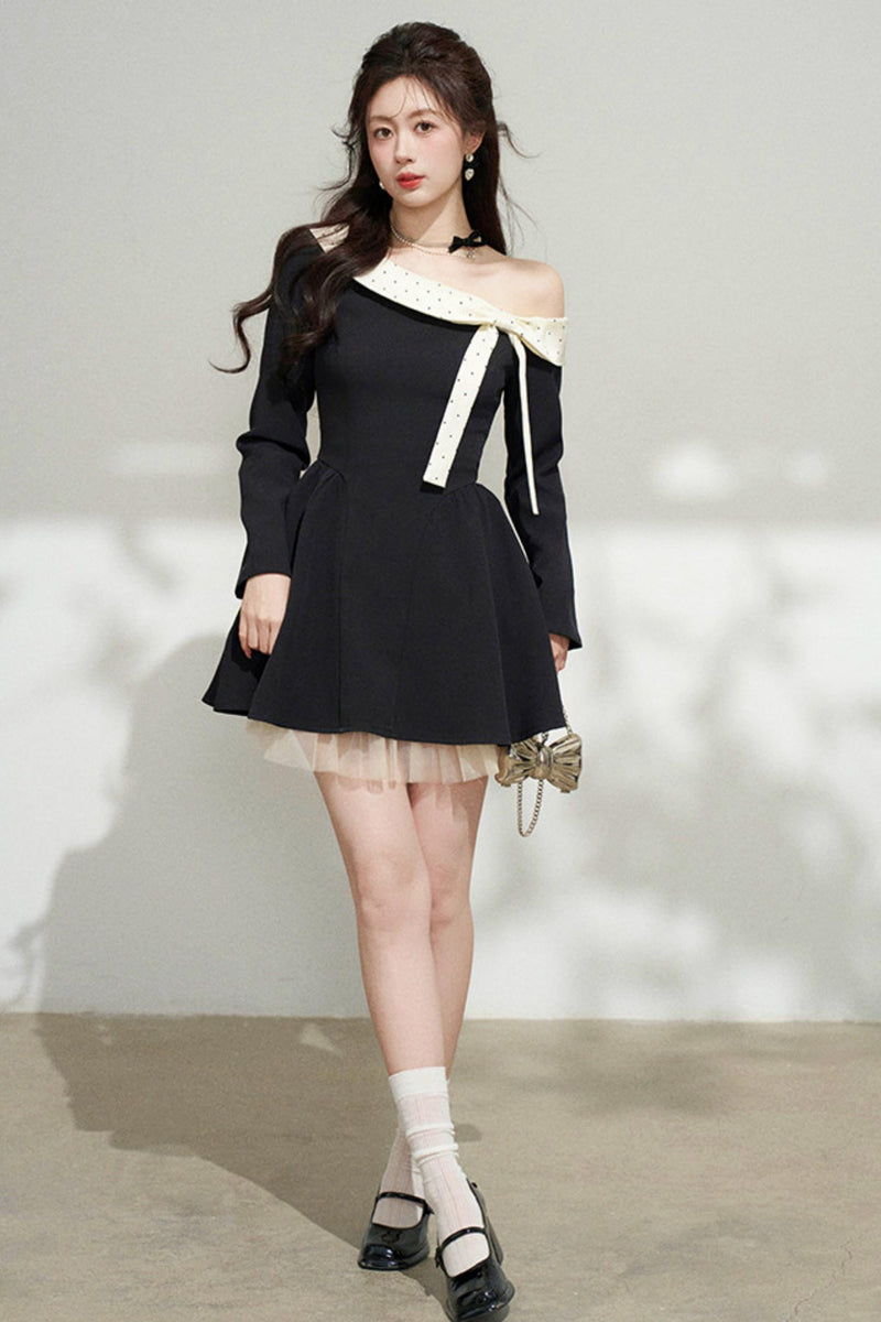 French Sweet Off Shoulder Dress