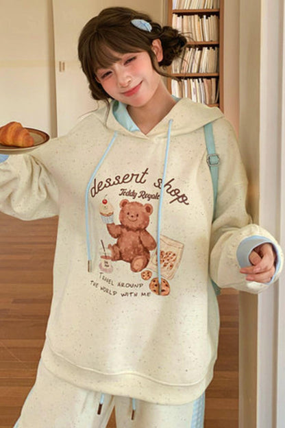 Bear Print Hooded Sweatshirt